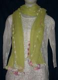 Scarf Pista Green Unbleached Cotton Crinkled Dupatta Chunni Shawl #1618